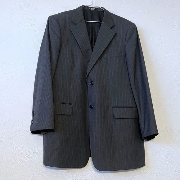John W. Nordstrom Loro Piana 44R 2 Button Pinstripe Super 120's Wool Gray Blazer
